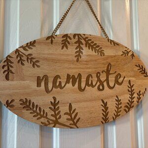 Namaste Hanging Wood Plaque, 9x15